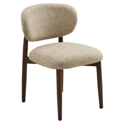 Chaise rétro en bois et tissu brun clair (lot de 2) BEGO
