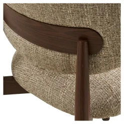 Chaise rétro en bois et tissu brun clair (lot de 2) BEGO