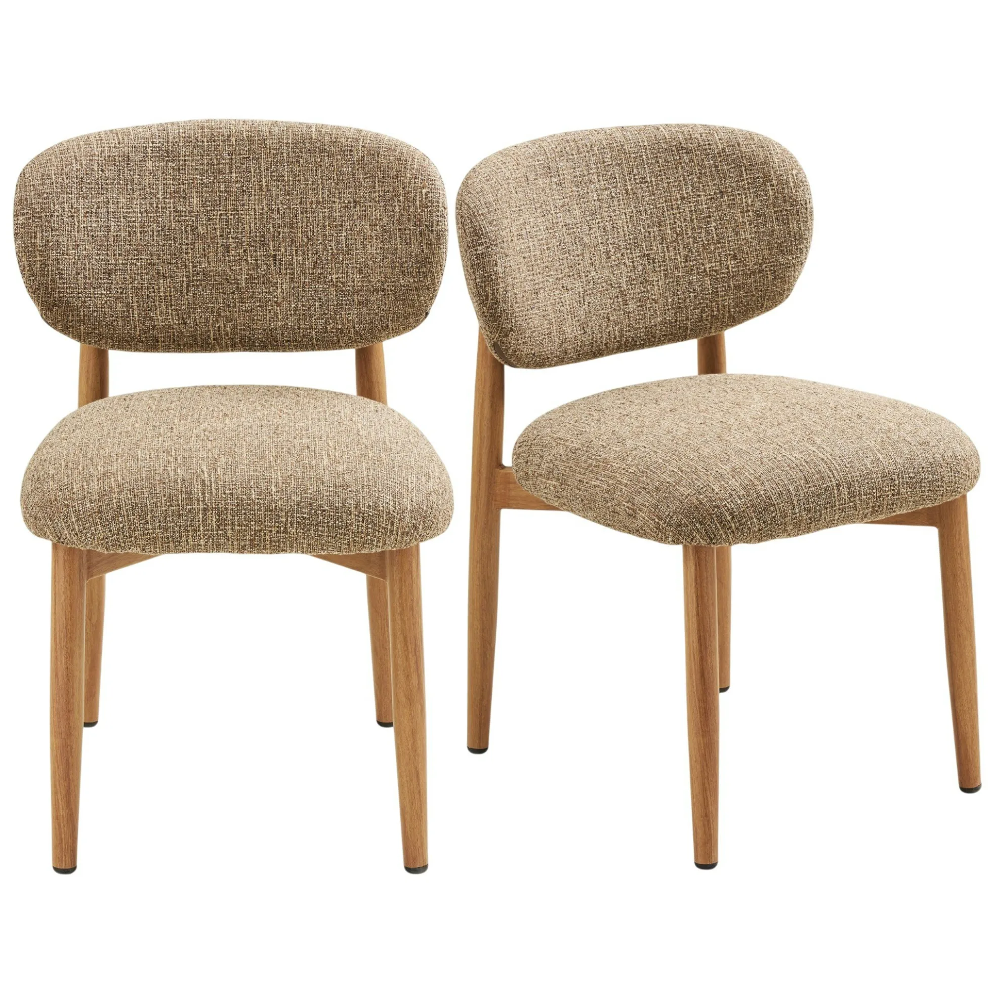 Chaise rétro en bois et tissu brun foncé (lot de 2) BEGO