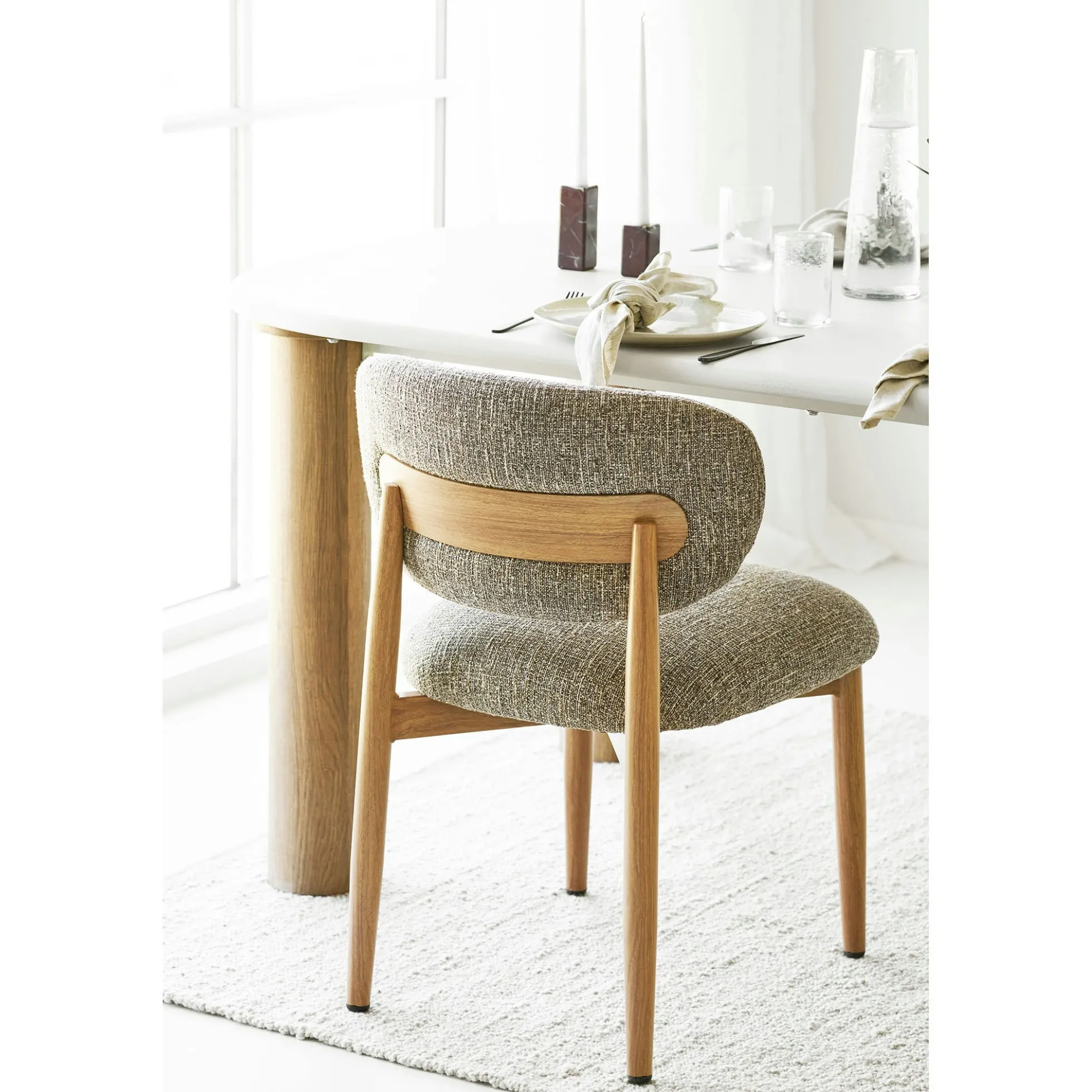 Chaise rétro en bois et tissu brun foncé (lot de 2) BEGO