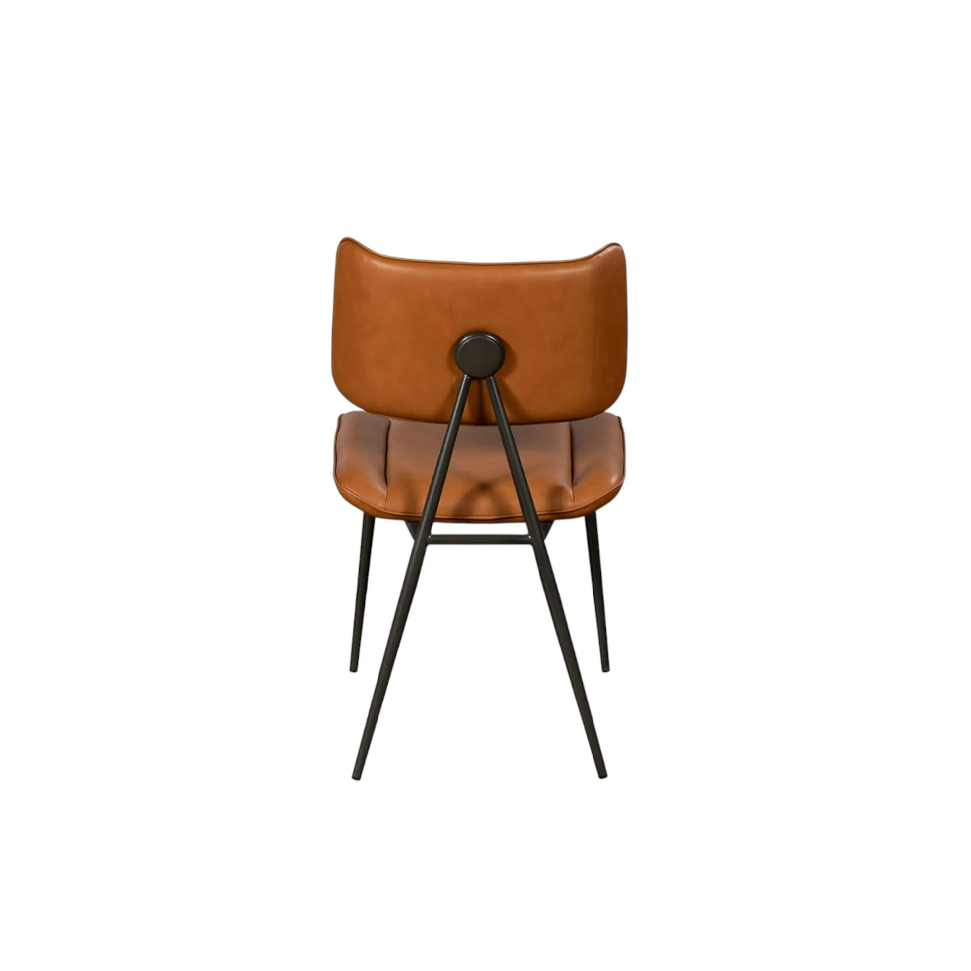 Chaise salle à manger camel, décor bouton métal (lot de 2) OKA