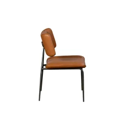 Chaise salle à manger camel, décor bouton métal (lot de 2) OKA