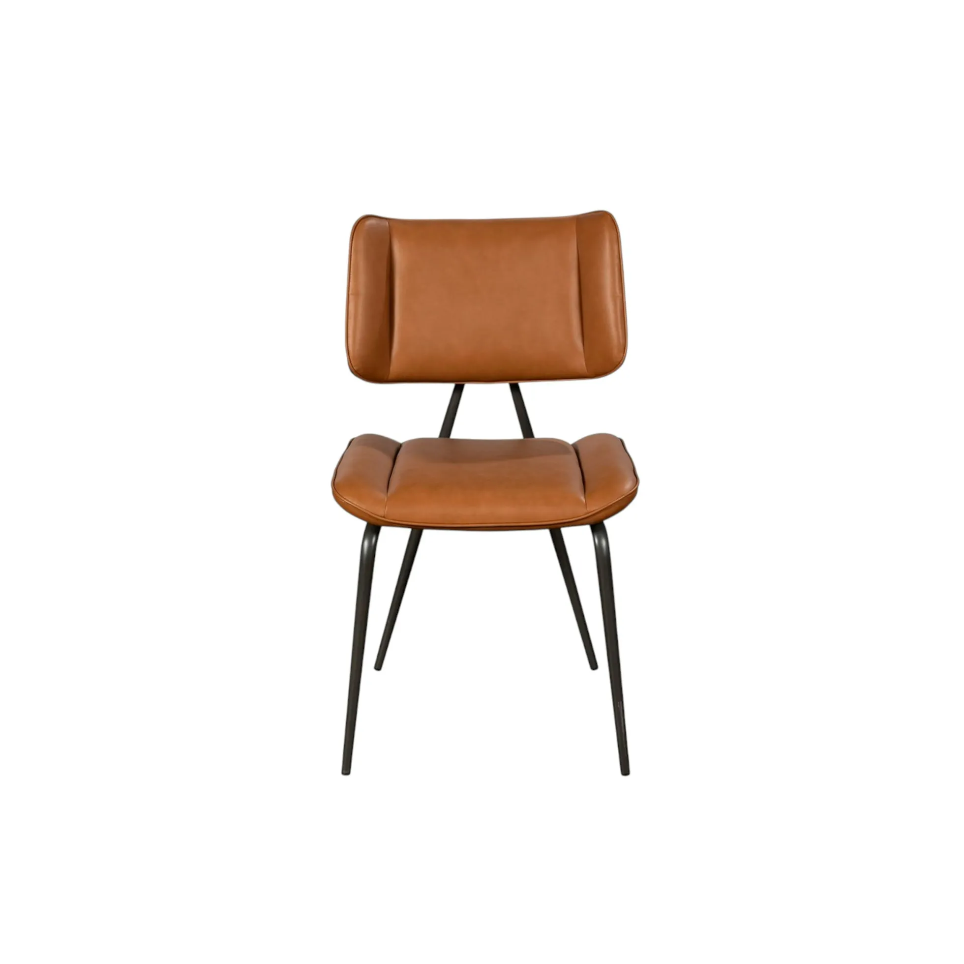 Chaise salle à manger camel, décor bouton métal (lot de 2) OKA