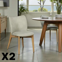 Chaise salle à manger grise à structure bois (lot de 2) TREVI