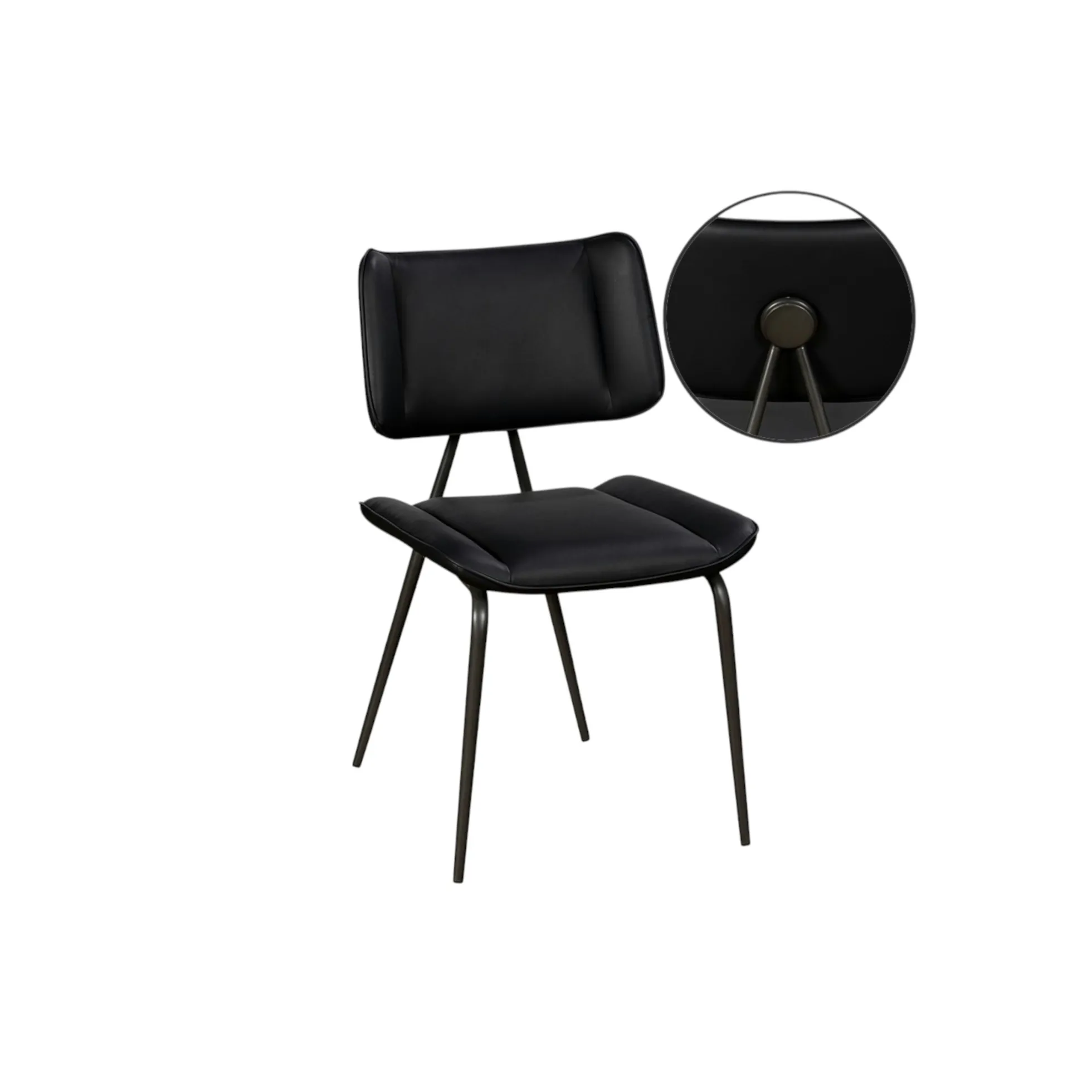 Chaise salle à manger noire, décor bouton métal (lot de 2) OKA