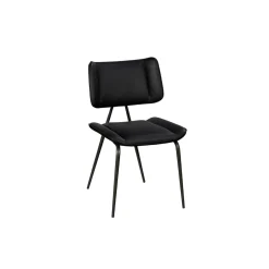 Chaise salle à manger noire, décor bouton métal (lot de 2) OKA