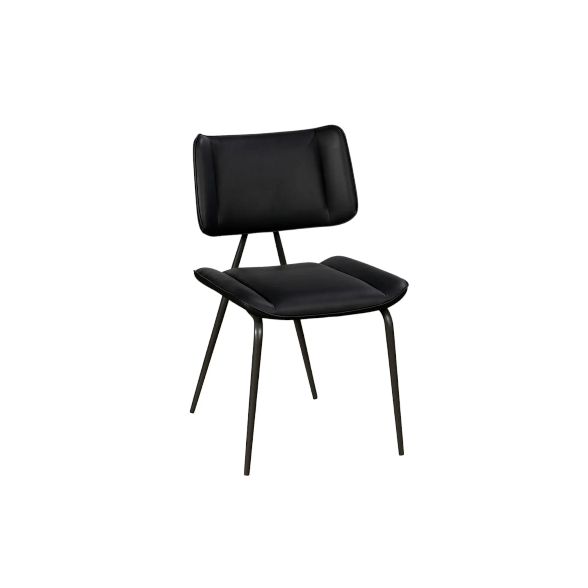 Chaise salle à manger noire, décor bouton métal (lot de 2) OKA