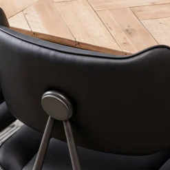 Chaise salle à manger noire, décor bouton métal (lot de 2) OKA