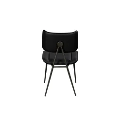 Chaise salle à manger noire, décor bouton métal (lot de 2) OKA