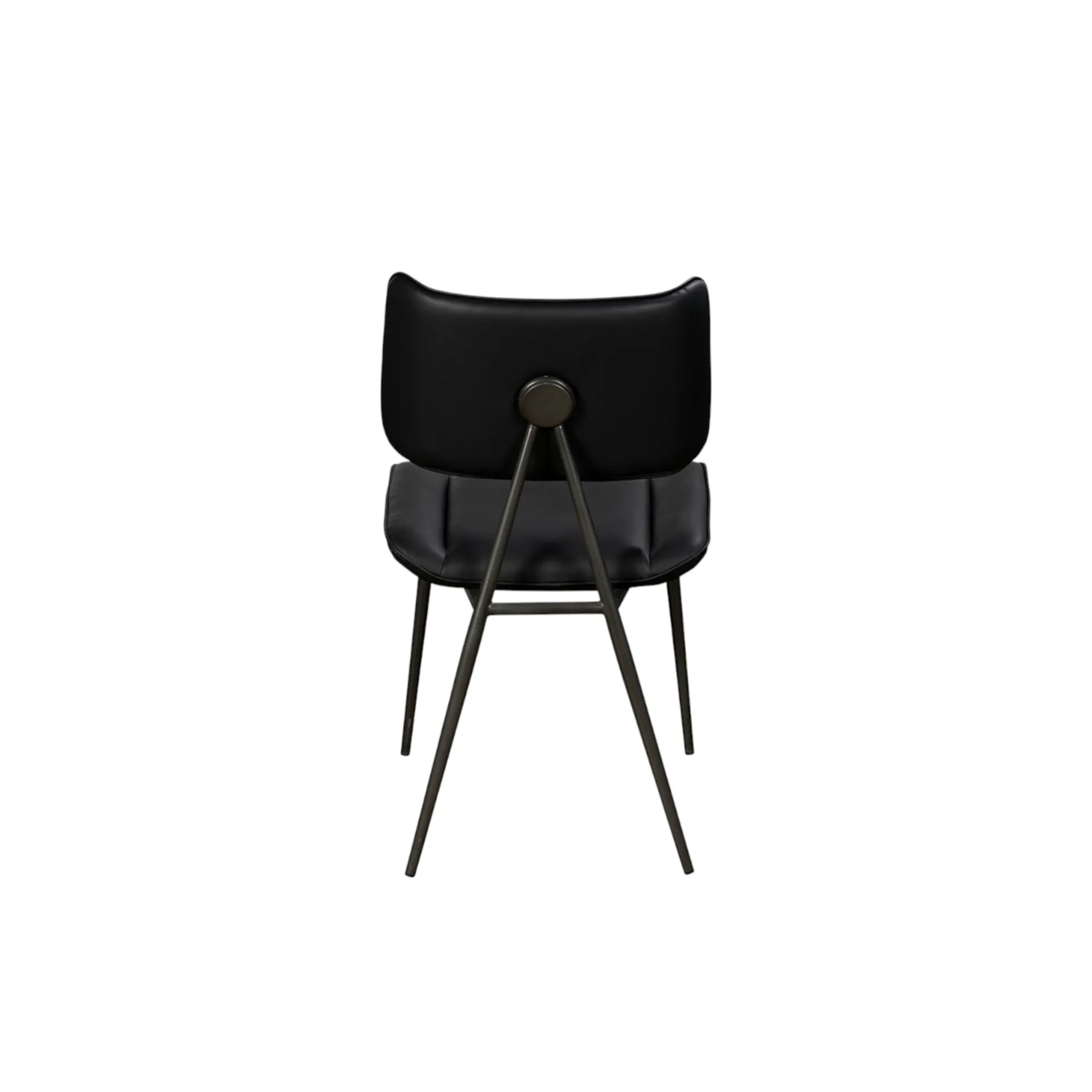 Chaise salle à manger noire, décor bouton métal (lot de 2) OKA