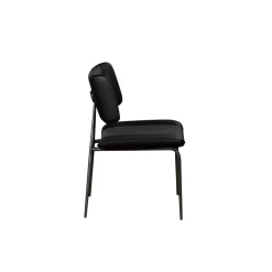Chaise salle à manger noire, décor bouton métal (lot de 2) OKA