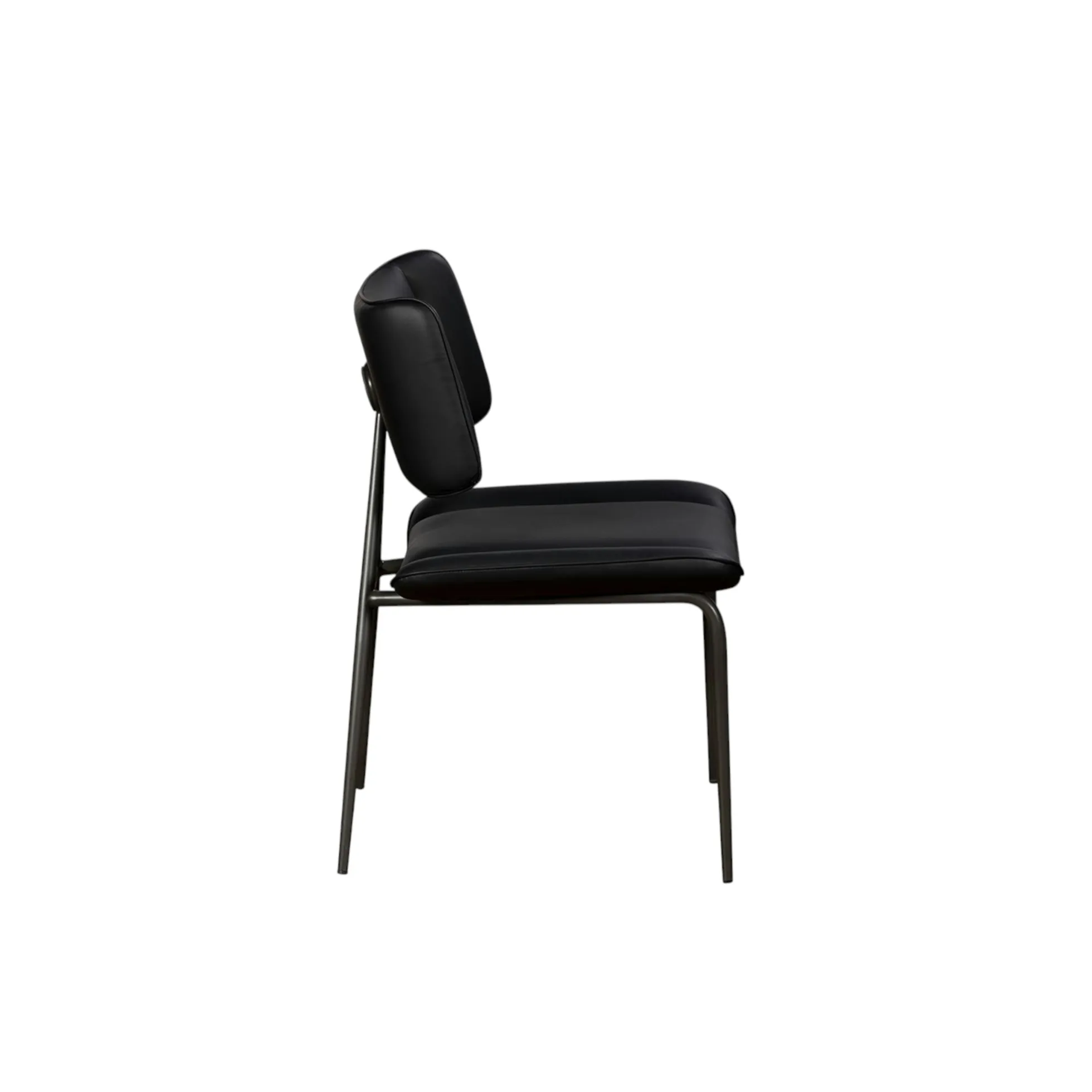 Chaise salle à manger noire, décor bouton métal (lot de 2) OKA