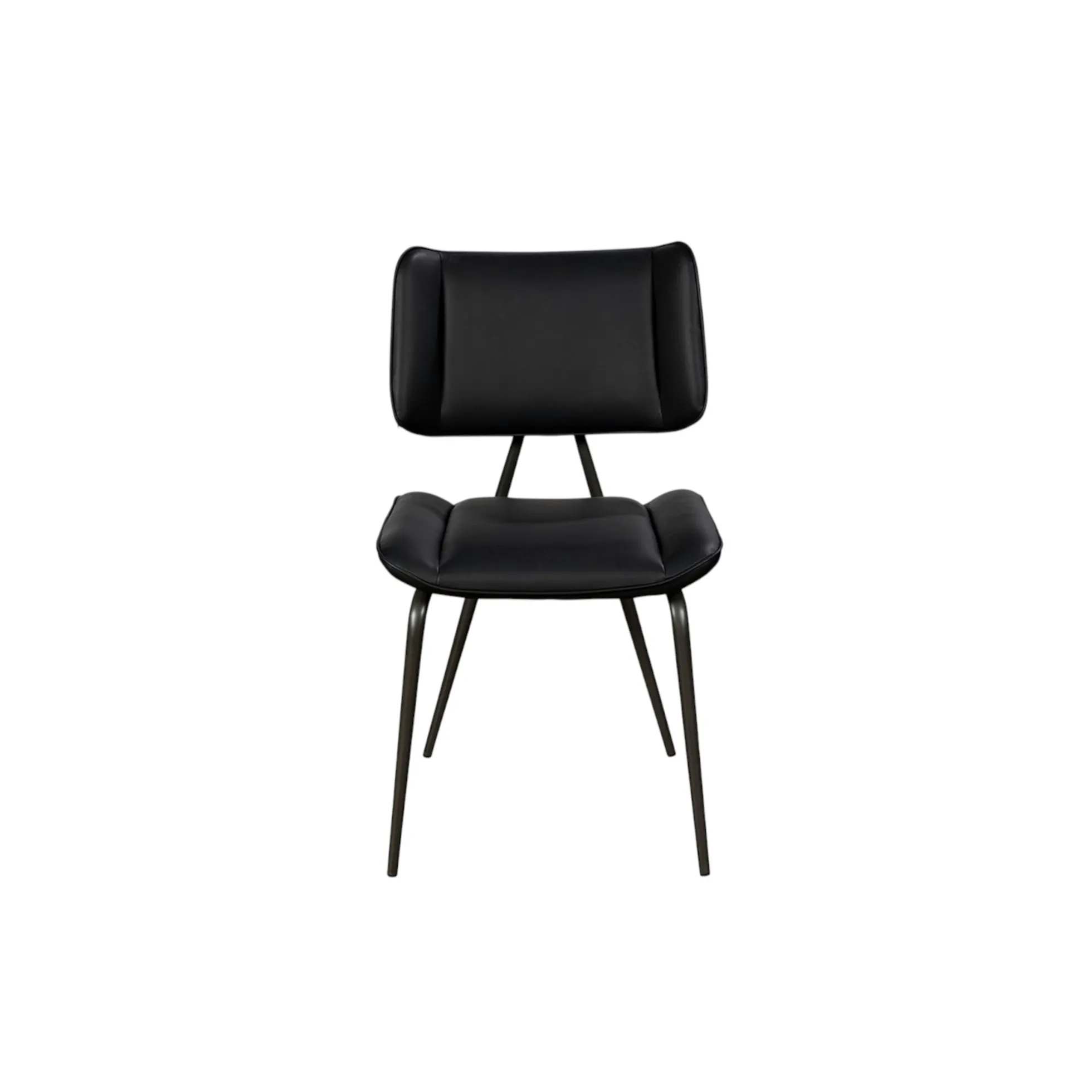 Chaise salle à manger noire, décor bouton métal (lot de 2) OKA