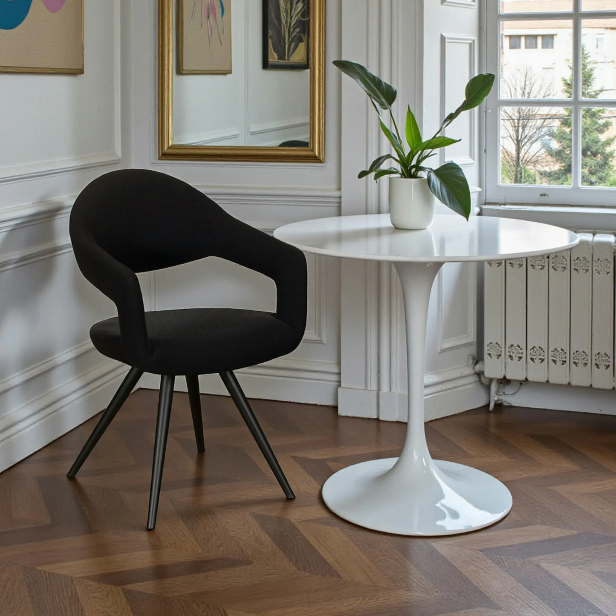 Chaise salle à manger noire à dossier ouvert (lot de 2) TREVI