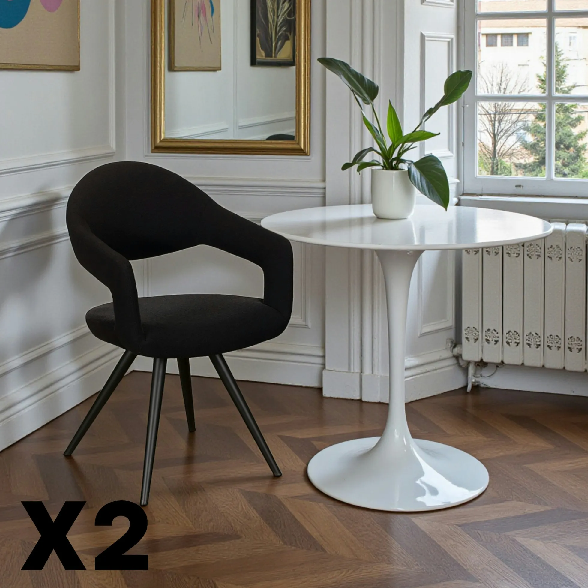 Chaise salle à manger noire à dossier ouvert (lot de 2) TREVI