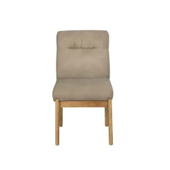 Chaise salle à manger taupe confort, pieds bois clair (lot de 2) NEXA