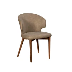 Chaise salle à manger taupe à pieds bois (lot de 2) KYOTO