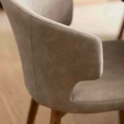 Chaise salle à manger taupe à pieds bois (lot de 2) KYOTO