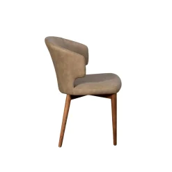 Chaise salle à manger taupe à pieds bois (lot de 2) KYOTO