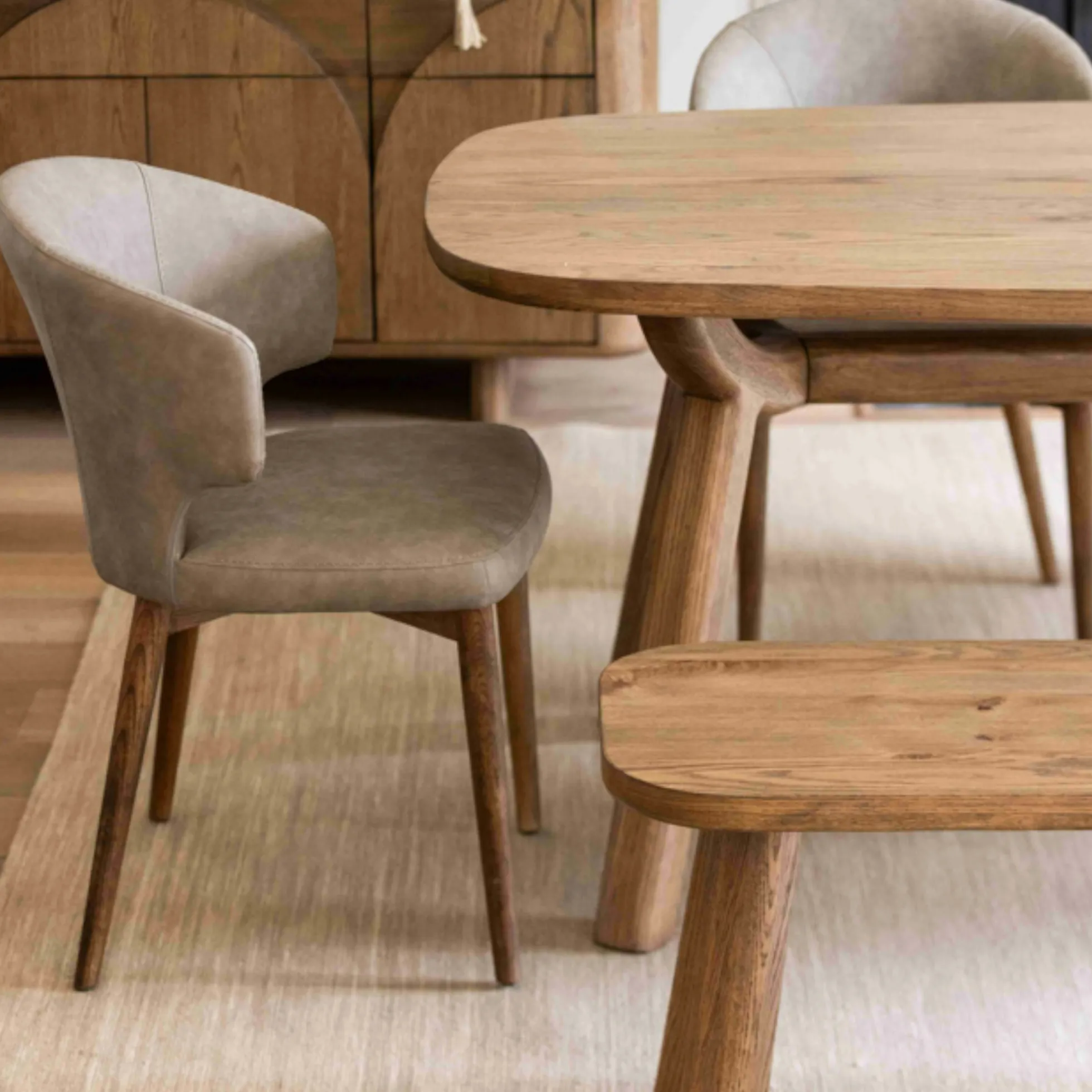 Chaise salle à manger taupe à pieds bois (lot de 2) KYOTO