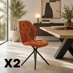 Chaise salle à manger terracotta à pieds croisés (x2) LUGANO