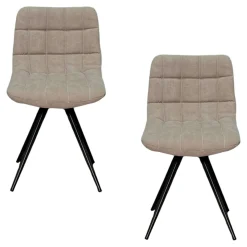 Chaise salle à manger tissu jeans sable (lot de 2)