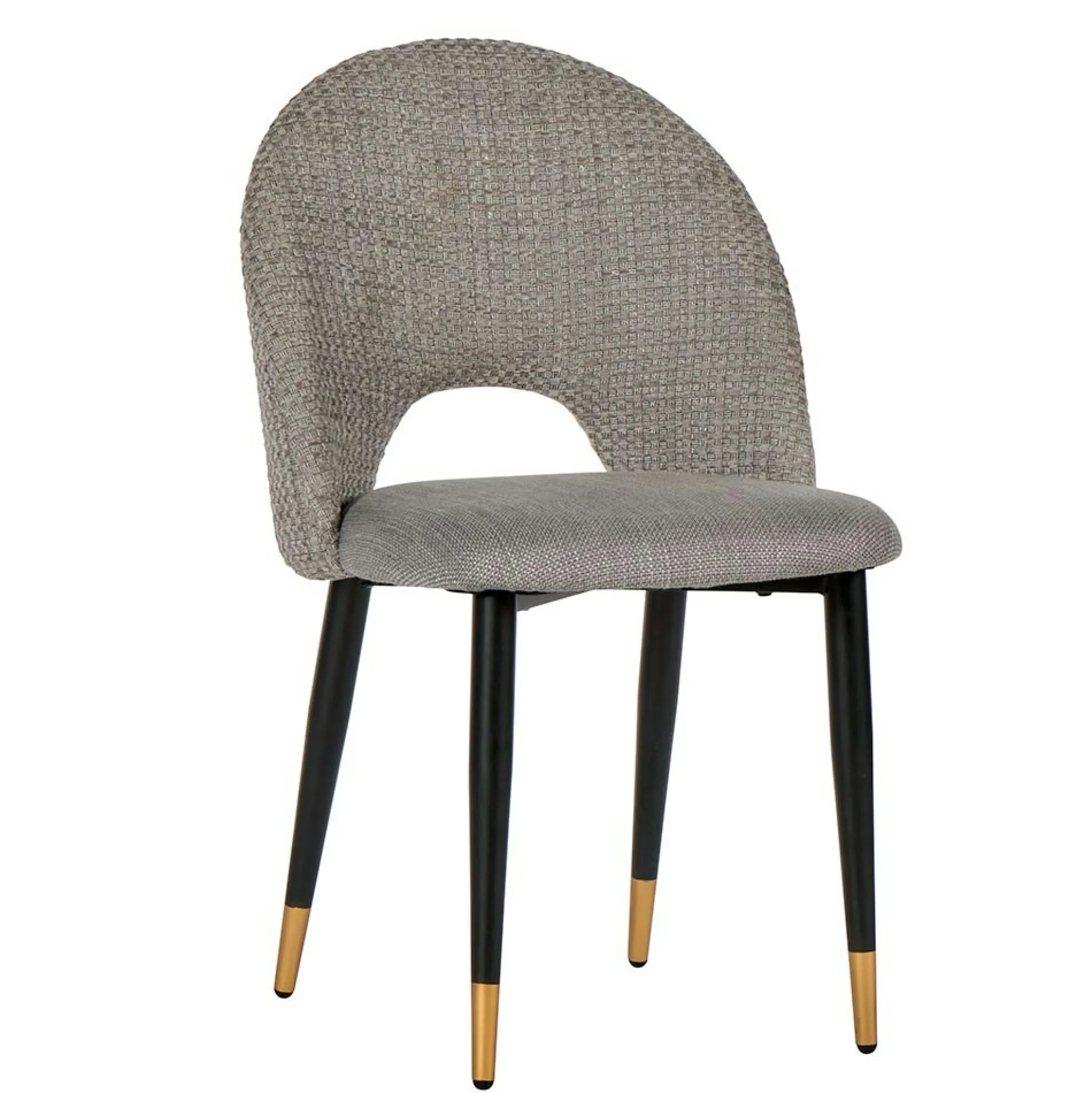 Chaise salle à manger tissu quadrillé gris (lot de 2) MALMOE