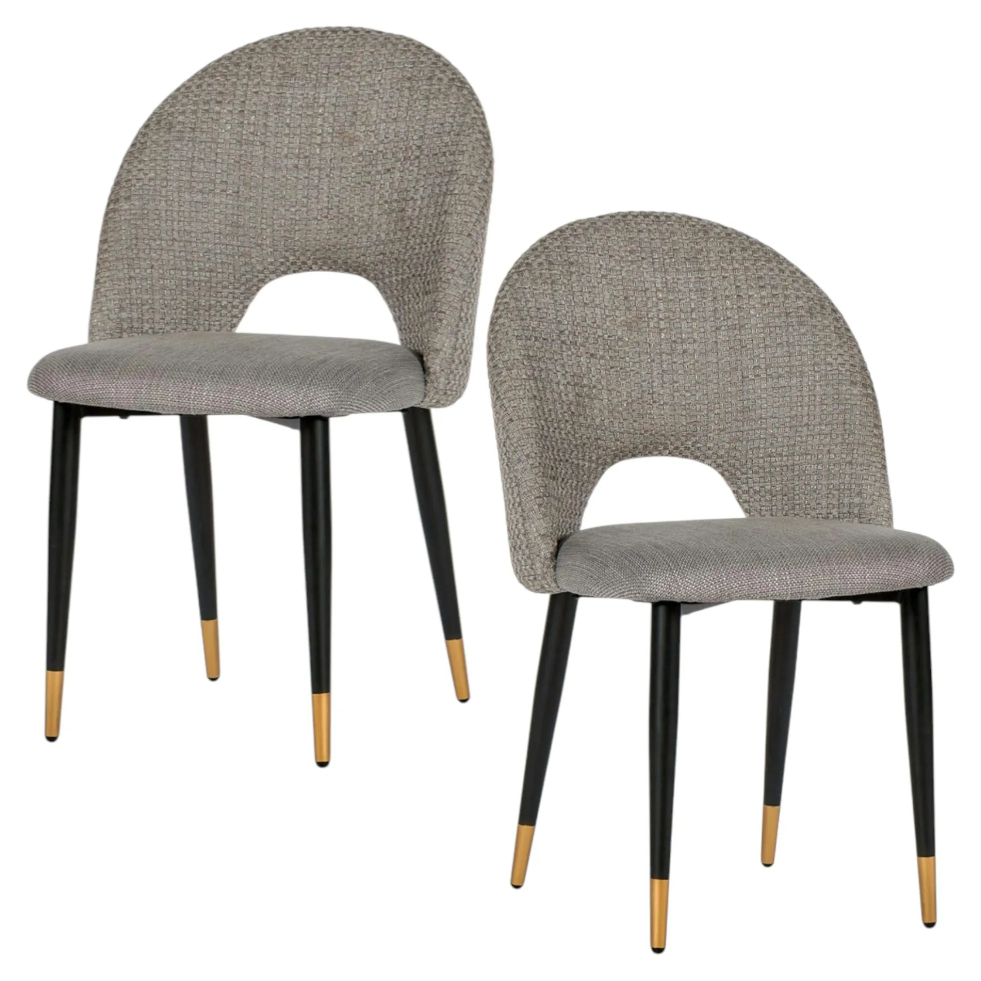Chaise salle à manger tissu quadrillé gris (lot de 2) MALMOE