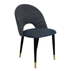 Chaise salle à manger tissu quadrillé bleu foncé (lot de 2) MALMOE