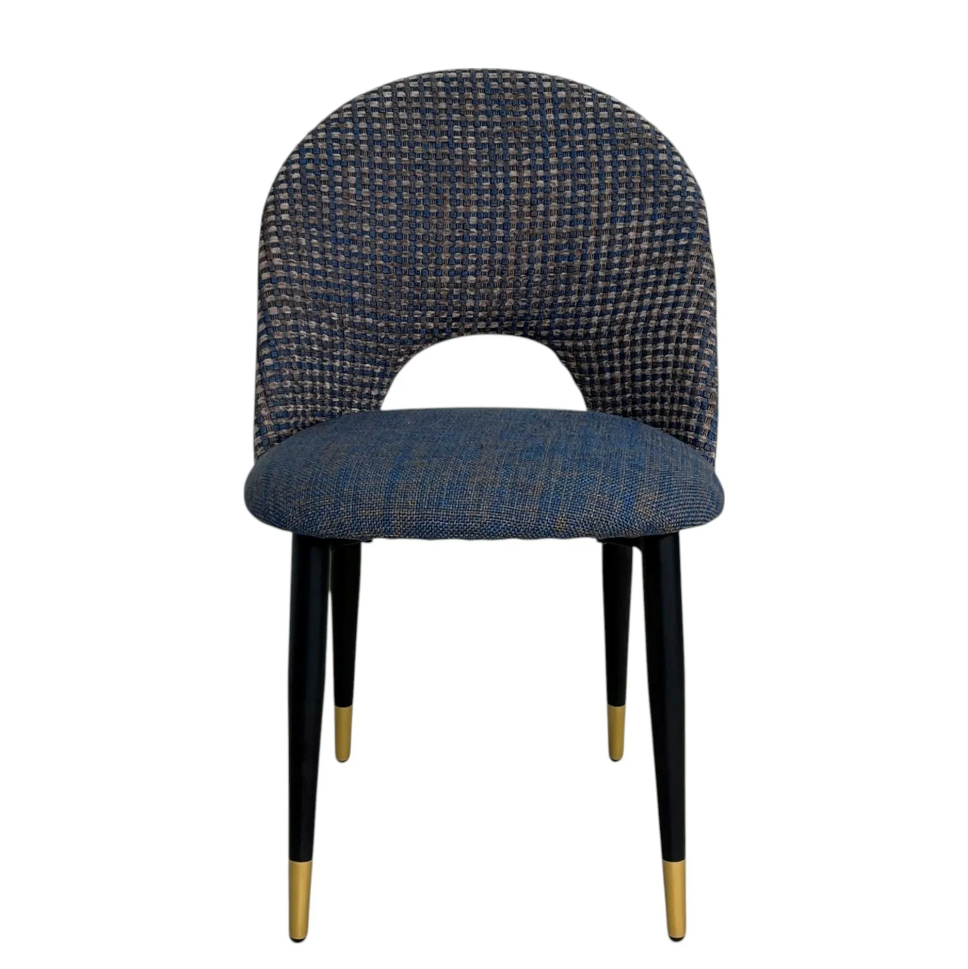 Chaise salle à manger tissu quadrillé bleu foncé (lot de 2) MALMOE