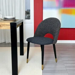 Chaise salle à manger tissu quadrillé bleu foncé (lot de 2) MALMOE