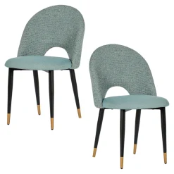 Chaise salle à manger tissu quadrillé bleu clair (lot de 2) MALMOE