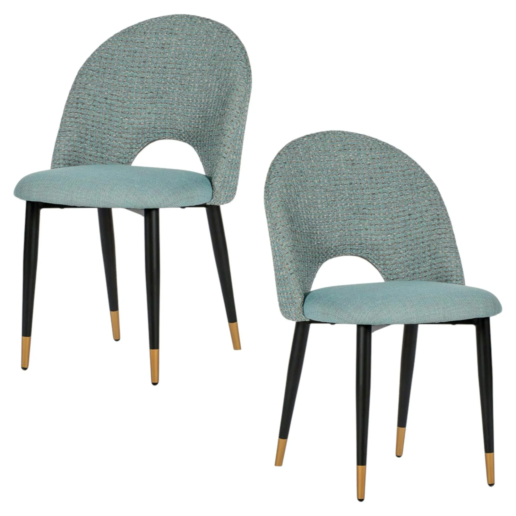 Chaise salle à manger tissu quadrillé bleu clair (lot de 2) MALMOE