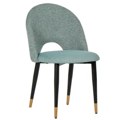 Chaise salle à manger tissu quadrillé bleu clair (lot de 2) MALMOE