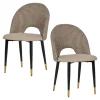 Chaise salle à manger tissu quadrillé taupe (lot de 2) MALMOE