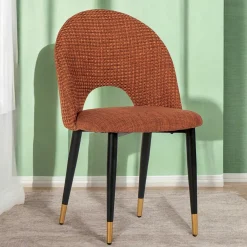 Chaise salle à manger tissu quadrillé rouille (lot de 2) MALMOE