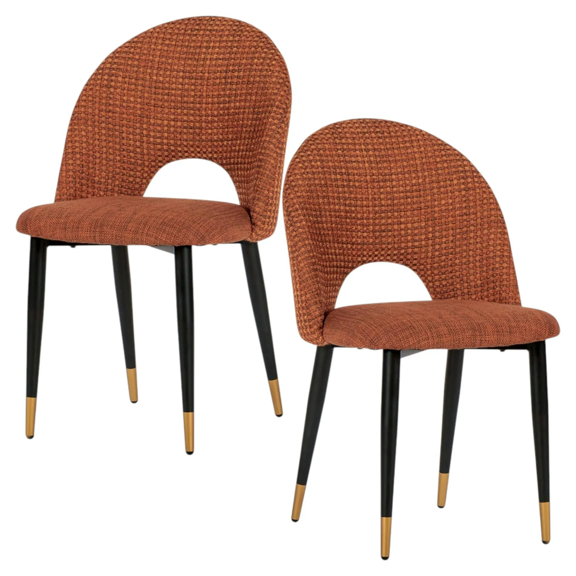 Chaise salle à manger tissu quadrillé rouille (lot de 2) MALMOE