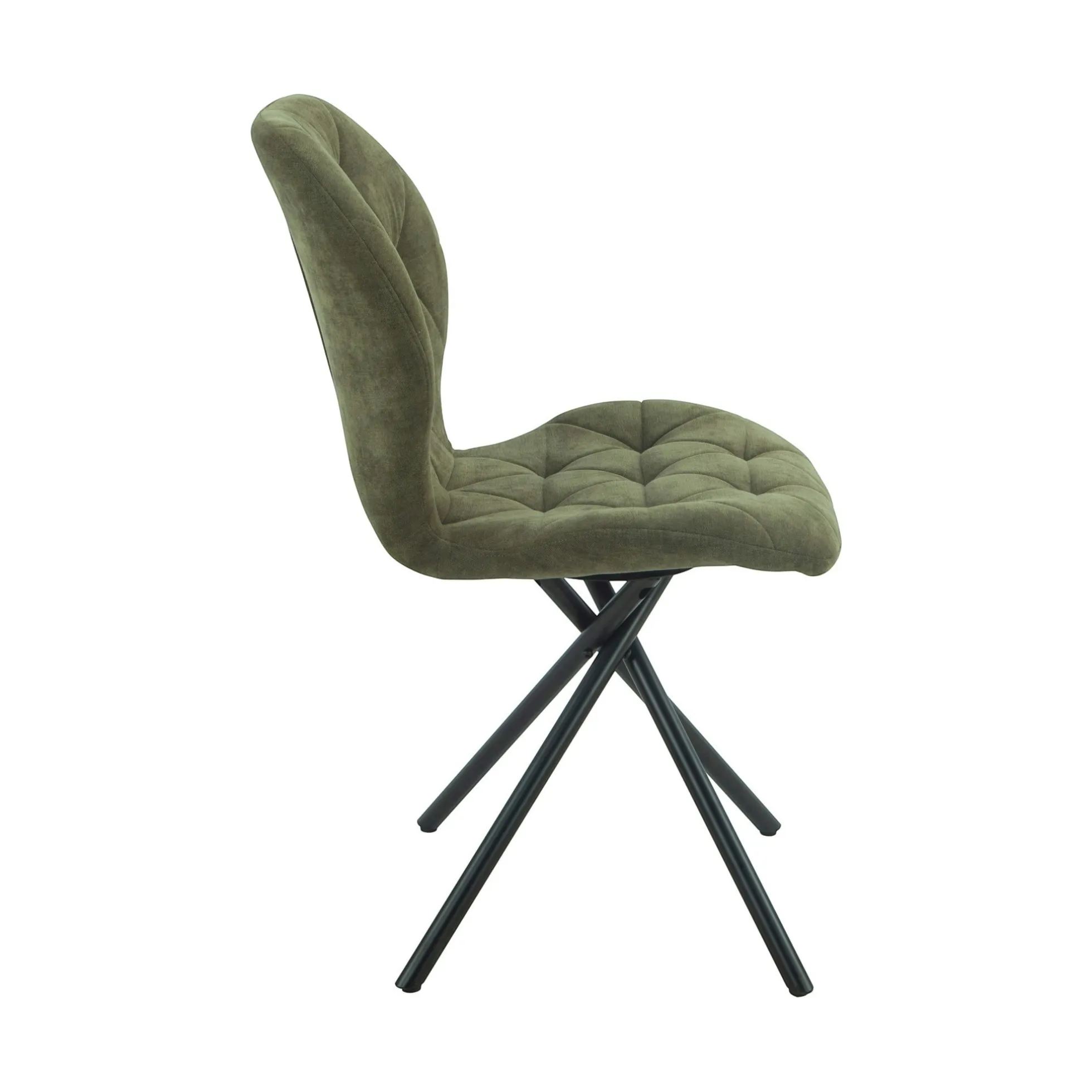 Chaise salle à manger verte à pieds croisés (x2) LUGANO
