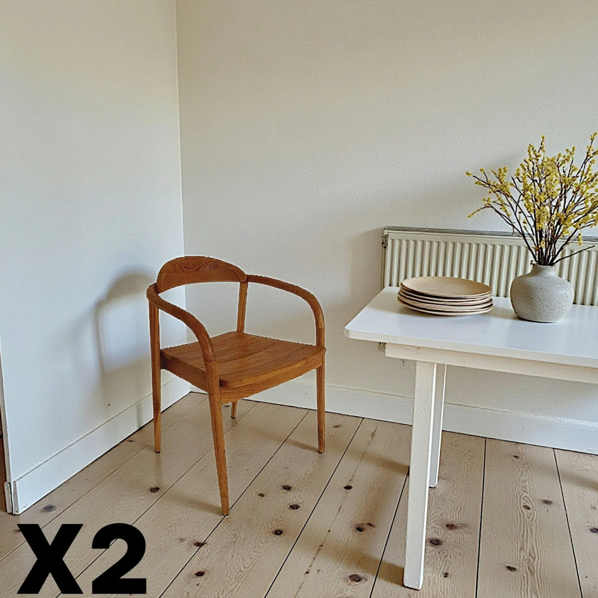 Chaise scandinave bois de teck massif (lot de 2) DEPOK