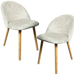 Chaise scandinave en bois et velours gris (lot de 2) ETNA