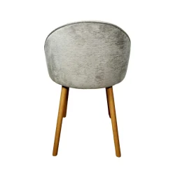Chaise scandinave en bois et velours gris (lot de 2) ETNA