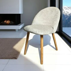Chaise scandinave en bois et velours gris (lot de 2) ETNA