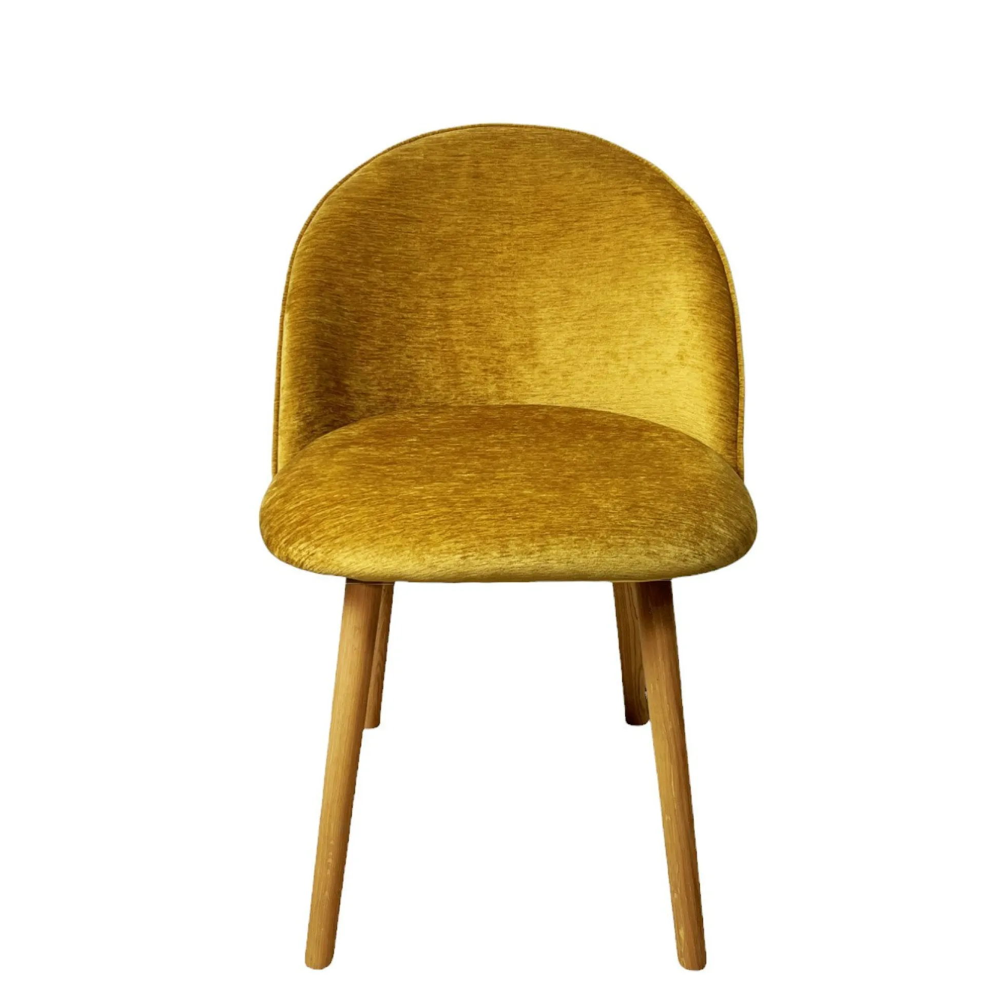 Chaise scandinave en bois et velours moutarde (lot de 2) ETNA