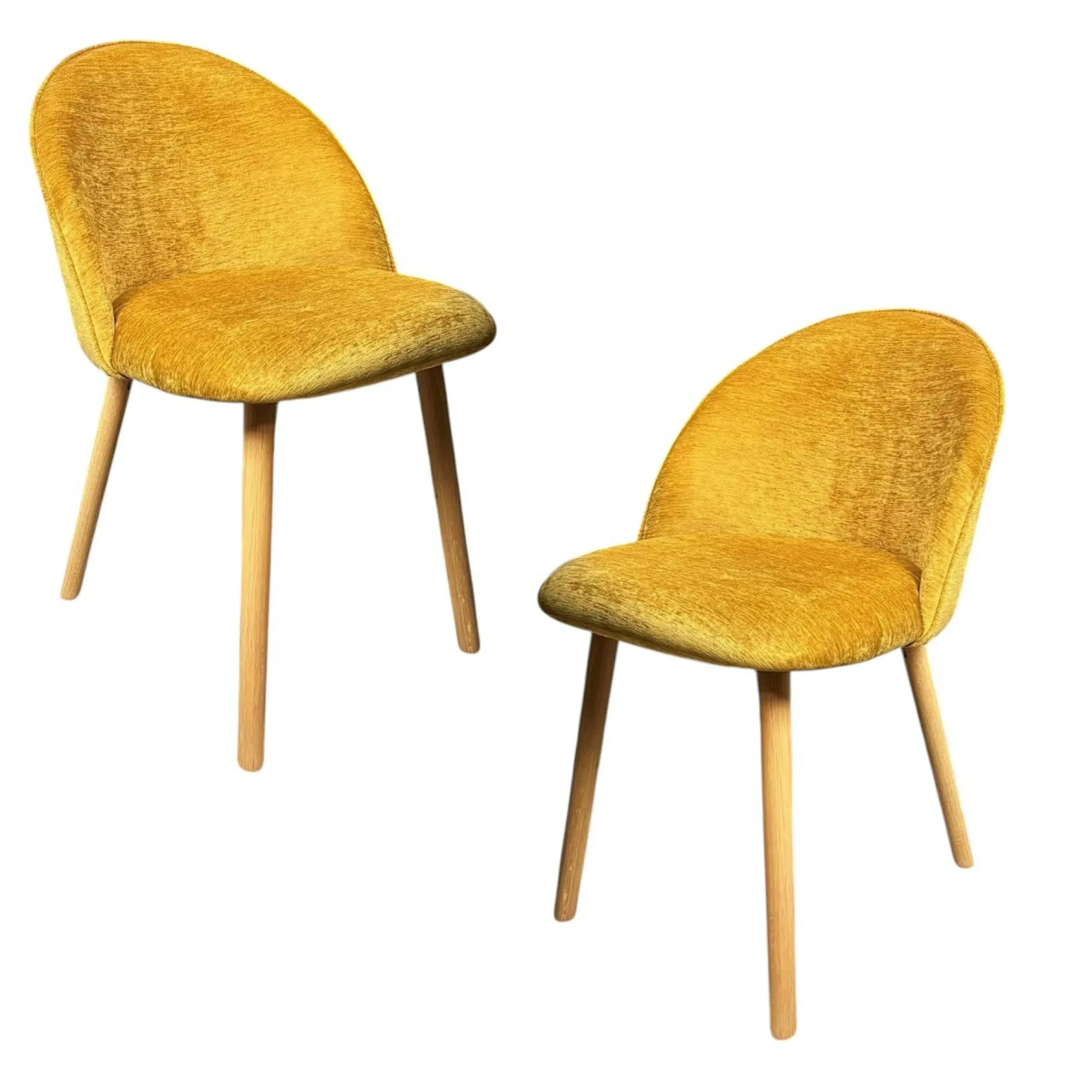 Chaise scandinave en bois et velours moutarde (lot de 2) ETNA