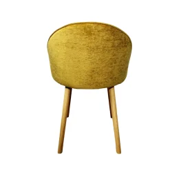 Chaise scandinave en bois et velours moutarde (lot de 2) ETNA