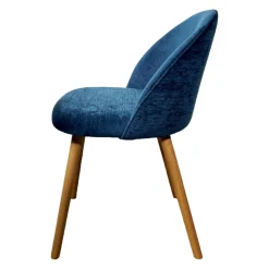 Chaise scandinave en bois et velours bleu (lot de 2) ETNA