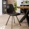 Chaise scandinave noire coutures apparentes pieds étoile HELSINKI (lot de 2)