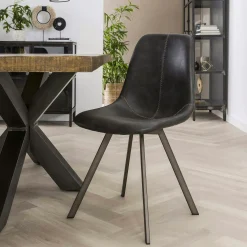 Chaise scandinave noire coutures apparentes pieds étoile HELSINKI (lot de 2)