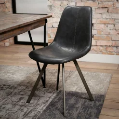 Chaise scandinave noire coutures apparentes pieds étoile HELSINKI (lot de 2)
