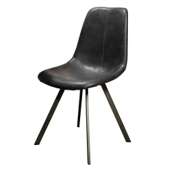 Chaise scandinave noire coutures apparentes pieds étoile HELSINKI (lot de 2)